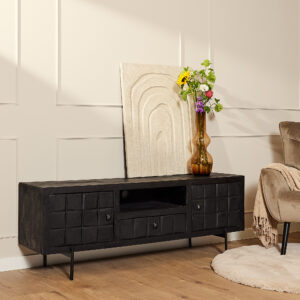 Tv meubel Brandy Zwart Mangohout 180 cm