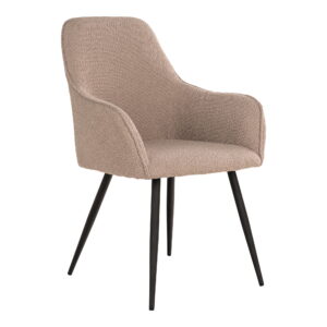 Harbo Eetkamerstoel - Eetkamerstoel, bouclé, beige, zwarte poten HN1233 (set van 2)