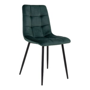 Middelfart Dining Chair - Eetkamerstoel, fluweel, donkergroen, zwarte poten HN1006 (set van 2)