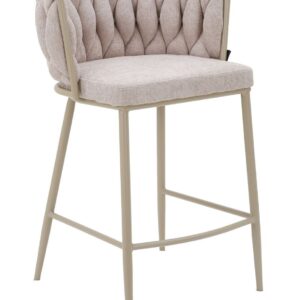 Wave barkruk met gevlochten rugleuning - barstoel met beige poten - zithoogte 65 cm