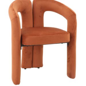 Oranje eetkamerstoel met armleuning Niru - terracotta fluwelen eetkamerstoel