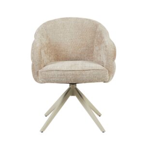 Eetkamerstoel Bella | Beige | Poot zandkleurig | Met armleuning