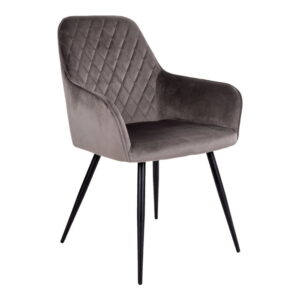Harbo Dining Chair - Eetkamerstoel, fluweel, taupe, zwarte poten HN1208 (set van 2)