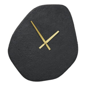 Vienna Wandklok - Wandklok, organische vorm, cement, zwart, geruisloos uurwerk 38x45 cm